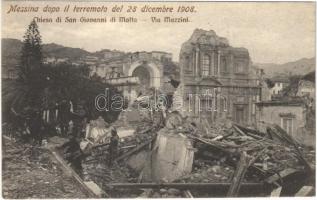 1908 Messina, dopo il terremoto del 28 dicembre, Chiesa di San Giovanni de Malta, Via Mazzini / ruins of the church and street after the earthquake