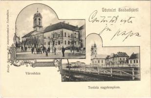 1903 Szabadka, Subotica; városháza, Terézia nagytemplom. Heumann Mór kiadása / town hall, church. Art Nouveau