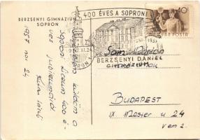 1957 Sopron, 400 éves a soproni Berzsenyi Dániel Gimnázium + So. Stpl s: Sterben (EK)