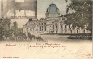1902 Budapest XIII. Fürdő a Margitszigeten, fürdő kabin belseje + BUDAPEST MARGITSZIGET pecsét