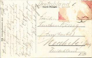 1924 Arad, Minorita templom, fényképész, Steigerwald A. bútorgyáros üzlete, magyar zászlók / Biseric...