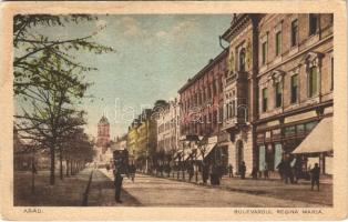 1927 Arad, Mária királyné út, autóbusz, üzletek / Bulevardul Regina Maria / street, shops, autobus (EK)