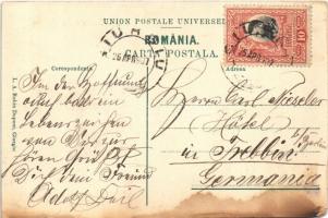 1907 Giurgiu, Gyurgyevó, Gyurgyó; Strada Principele Nicolae / street, Cafe Central, shop of A. Grünf...