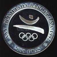 Spanyolország 1990. 2000P Ag "Olimpia-embléma" T:PP Tanúsítvánnyal!