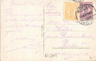 1923 Bucuresti, Bucharest, Bukarest; Palace Hotel, Cofetári Murgasel / street, tram, hotel, confecti...