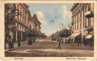 Bucuresti, Bucharest, Bukarest; Bulevardul Elisabeta / street, drogerie, drugstore, Tutun shop, tramway (EK)