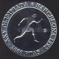 Spanyolország 1990. 2000P Ag "Olimpia-futás" T:PP Tanúsítvánnyal!