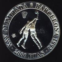 Spanyolország 1990. 2000P Ag "Olimpia-kosárlabda" T:PP Tanúsítvánnyal!
