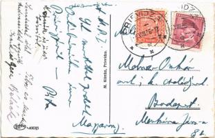 1936 Privigye, Prievidza; Katolikus templom, tér, J. Steiner, Jána Wundera Syn üzlete, Foto. M. Klim...