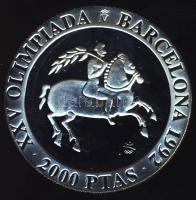 Spanyolország 1991. 2000P Ag "Olimpia-lovaglás" T:PP Tanúsítvánnyal!