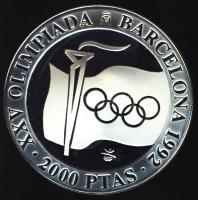 Spanyolország 1991. 2000P Ag "Olimpia-zászló, láng, ötkarika" T:PP Tanúsítvánnyal!