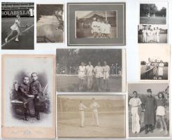 20 db RÉGI sport motívumú képeslap és fotó: tenisz / 20 pre-1945 sport motive postcards and photo: t...