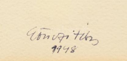 Gönczi-Gebhardt Tibor (1902-1994): Szénásszekér, 1948. Akvarell, papír. Jelzett. Üvegezett fa keretb...