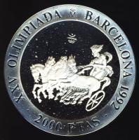 Spanyolország 1992. 2000P Ag "Olimpia-fogathajtás" T:PP Tanúsítvánnyal!
