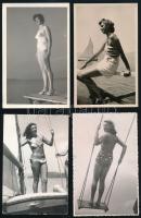 cca 1940-1950 4 db Balatonon készült fotó fürdőző, fürdőruhás hölgyekről. 14x9 cm