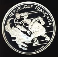 Franciaország 1991. 100Fr Ag "Olimpia-jégkorong" T:PP Tanúsítvánnyal!
