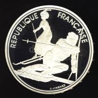 Franciaország 1990. 100Fr Ag "Olimpia-szlalom sí" T:PP Tanúsítvánnyal!