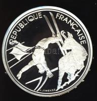Franciaország 1990. 100Fr Ag "Téli olimpia-szabadstílusú sí" T:PP Tanúsítvánnyal!