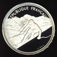 Franciaország 1989. 100Fr Ag "Téli olimpia-alpesi sí" T:PP Tanúsítvánnyal!