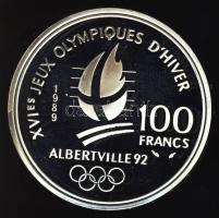 Franciaország 1989. 100Fr Ag "Téli olimpia-jégkorcsolya" T:PP Tanúsítvánnyal!