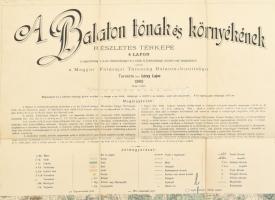 1902 A Balaton tónak és környékének részletes térképe 4 lapon. Csak 3 lap a négyből! Tervezte Lóczy ...