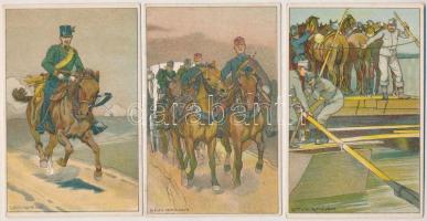 3 db RÉGI osztrák-magyar litho katonai képeslap. Ludwig Koch / 3 pre-1945 K.u.K. military litho postcards