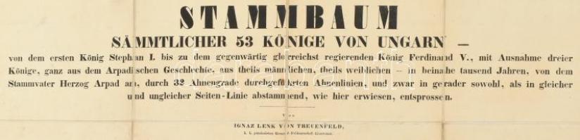Lenk Ignác: Stammbaum sämmtlicher 53 Könige von Ungarn, von dem ersten Könige Stefan dem Heiligen bi...