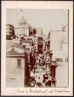 cca 1900 Konstantinápoly / Isztambul, Galata-torony, kartonra kasírozott fotó, feliratozva, 20×25 cm / Istanbul / Constantinople, Galata tower, photo on cardboard