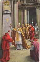 Il Pontefice Pio XI mentre percuote la Porta Santa in S. Pietro prima dellapertura. 24. Dicembre 1924 / Pope Pius XI