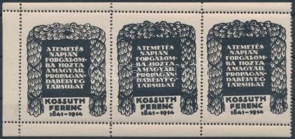1914 Kossuth Ferenc gyász levélzáró hármascsík