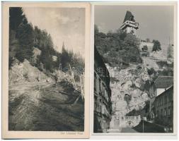 4 db RÉGI képeslap: Békás szoros, Graz, Uzsoki szoros, szarvasmarha  / 4 pre-1945 postcards