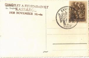 1938 Kassa, Kosice; Sv. Trojica / Szentháromság szobor / Trinity statue + "1938 Kassa visszatér...