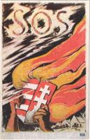 S.O.S. Magyarország Területi Épségének Védelmi Ligája kiadása / Hungarian irredenta propaganda, Hungarian coat of arms, Trianon s: Tary