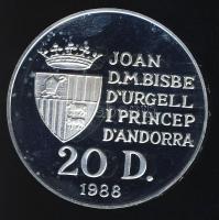 Andorra 1988. 20D Ag "Olimpia-műkorcsolya" T:PP Csak 15.000db! Tanúsítvánnyal!
