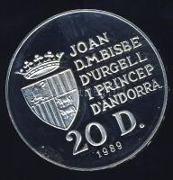 Andorra 1989. 20D Ag "Olimpia-kajak" T:PP Csak 15.000db! Tanúsítvánnyal!