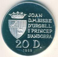 Andorra 1989. 20D Ag "Olimpia-szörf" T:PP Csak 15.000db! Tanúsítvánnyal!