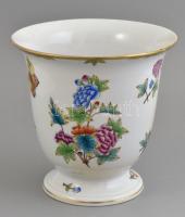 Herendi Viktória mintás porcelán kaspó, kézzel festett, jelzett, több helyen javított, m: 18 cm, d: 18 cm