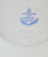 Herendi Viktória mintás porcelán kaspó, kézzel festett, jelzett, több helyen javított, m: 18 cm, d: ...
