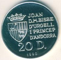 Andorra 1990. 20D Ag "Olimpia-magasugrás" T:PP Csak 15.000db! Tanúsítvánnyal!