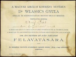 1896 Meghívó a Budapesti Iparművészeti Múzeum felavatására programmal
