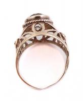 Ezüst(Ag) gyűrű, kővel, jelzett, deformációval, méret: 57, bruttó: 4,52 g