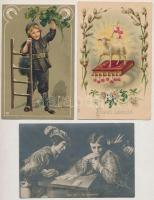 15 db RÉGI motívum képeslap, dombornyomott és litho lapok is / 15 pre-1945 motive postcards, embosse...