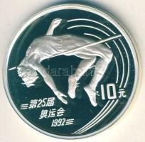 Kína 1990. 10Y Ag "Olimpia-magasugrás" T:PP  Tanúsítvánnyal!