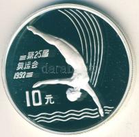 Kínai 1990. 10Y Ag "Olimpia-műugrás" T:PP  Tanúsítvánnyal!