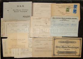 cca 1920-1945 17 db biztosítással kapcsolatos irat, dekoratív Anker mappa