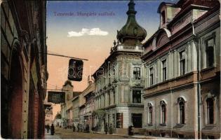 1914 Temesvár, Timisoara; Hungária szálloda, Berger üzlete / street view, hotel, shops (EK)