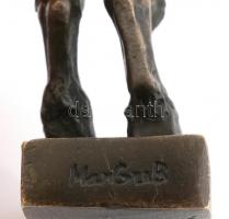 Faun és könyöklő akt, bronzírozott fém figura, 2 db, egyik jelzett, m: 9,5 és 10,5 cm