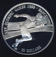 Cook szigetek 1990. 10$ Ag "Olimpia-futás" T:PP Tanúsítvánnyal!