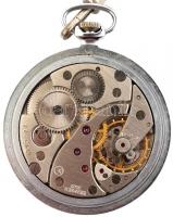 Molnija zsebóra működő, kis kopásnyomokkal, fém lánccal d: 4,5 cm