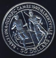 Cook szigetek 1989. 50$ Ag "Olimpia-futás, biatlon" T:PP Tanúsítvánnyal!